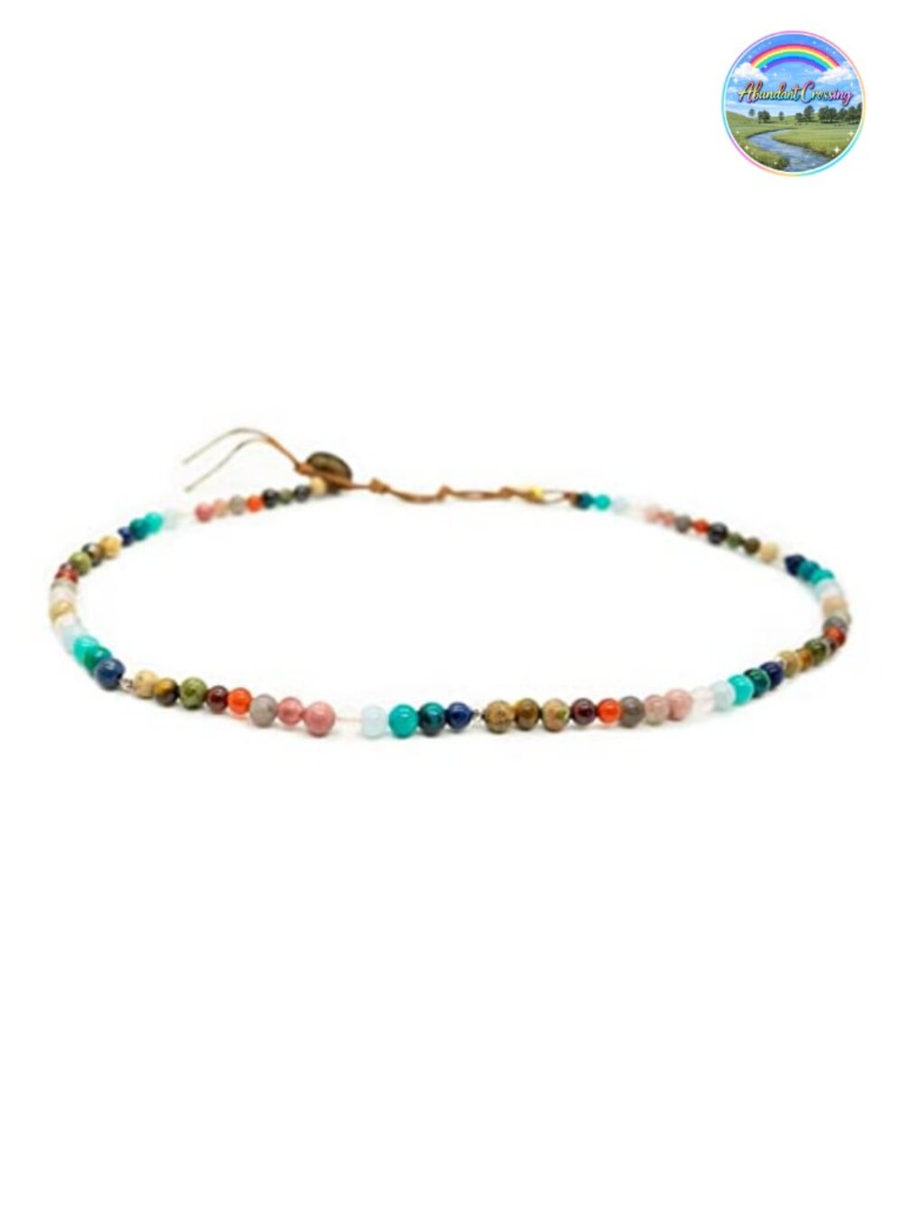7 Chakra Healing Crystal Necklace, Handmade Gemstone Pendant, Vegan Cotton Cord
